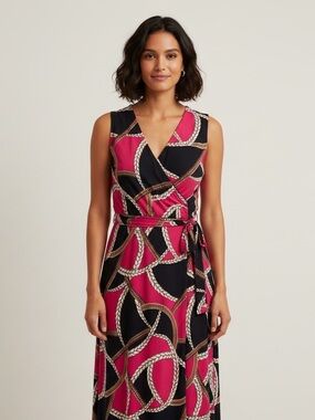 Lauren Ralph Lauren faux wrap sleeveless dress